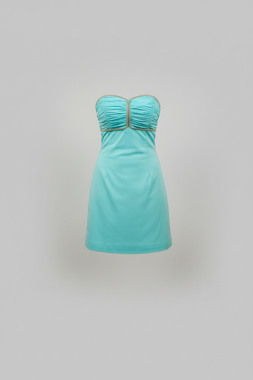 Celeste Rhinestone Trim Strapless Mini Mint Blue view 3